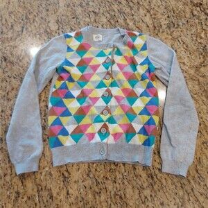 Mini Boden Girls Button Up Cardigan Sweater 9-10 Years Gray Multi-Color
